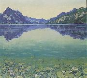 Ferdinand Hodler Thunersee mit symmetrischer Spiegelung vor Sonnenaufgang Spain oil painting artist